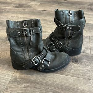 Ash Gray Leather Boots